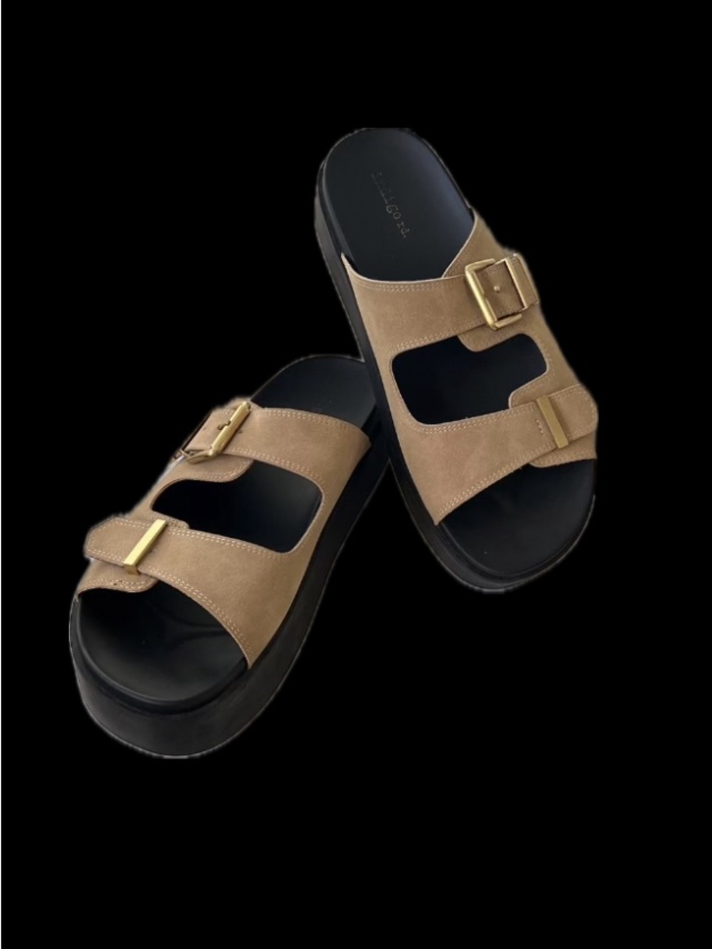 Indigo Rd Tan Buckle Slide Sandals - Picture 7 of 7